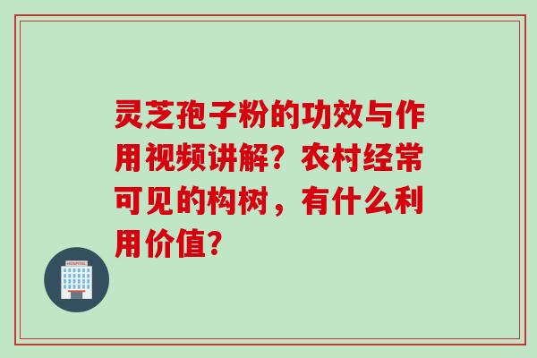 灵芝孢子粉的功效与作用视频讲解？农村经常可见的构树，有什么利用价值？