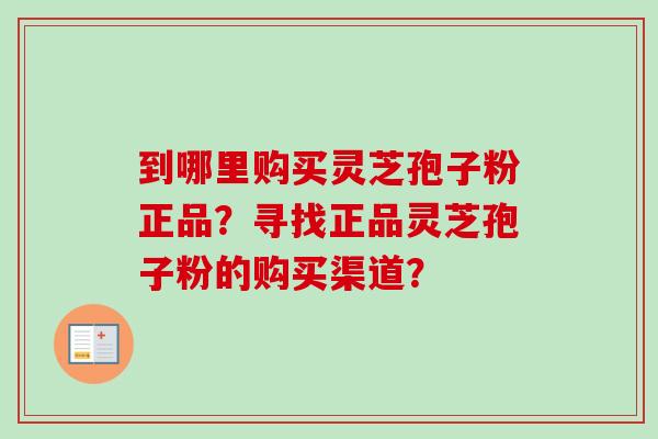 到哪里购买灵芝孢子粉正品？寻找正品灵芝孢子粉的购买渠道？