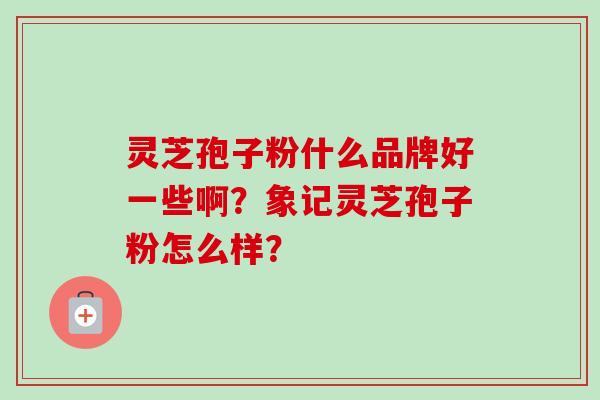 灵芝孢子粉什么品牌好一些啊？象记灵芝孢子粉怎么样？