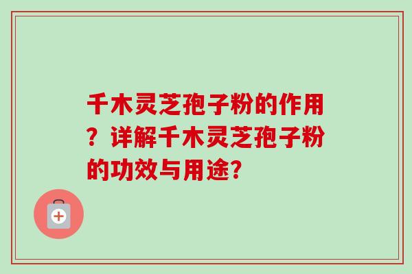 千木灵芝孢子粉的作用？详解千木灵芝孢子粉的功效与用途？