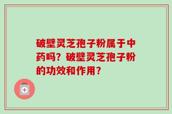 破壁灵芝孢子粉属于中药吗？破壁灵芝孢子粉的功效和作用？