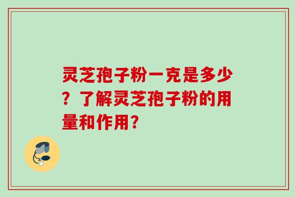 灵芝孢子粉一克是多少？了解灵芝孢子粉的用量和作用？