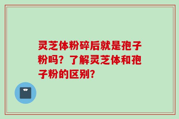 灵芝体粉碎后就是孢子粉吗？了解灵芝体和孢子粉的区别？