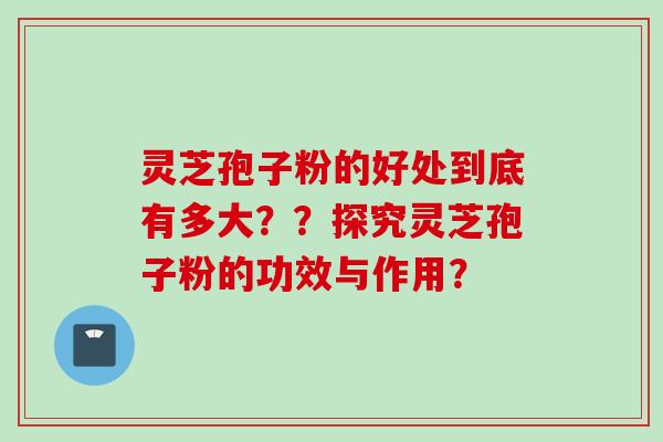 灵芝孢子粉的好处到底有多大？？探究灵芝孢子粉的功效与作用？