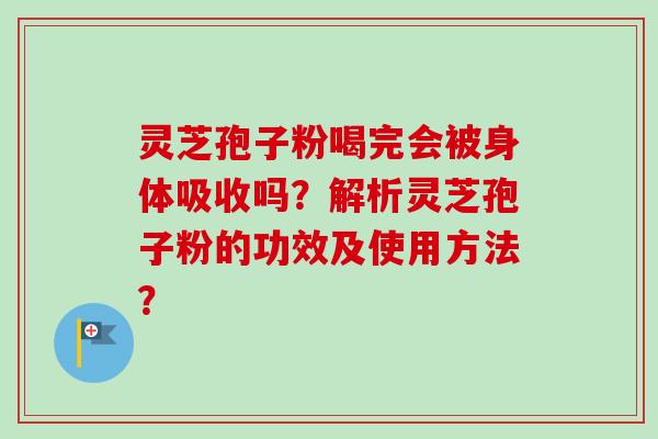 灵芝孢子粉喝完会被身体吸收吗？解析灵芝孢子粉的功效及使用方法？