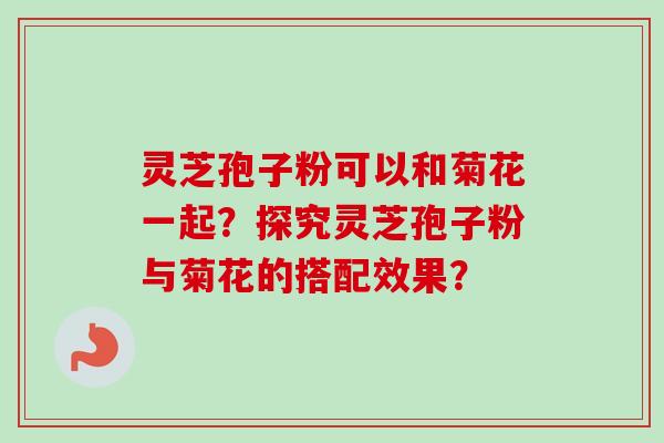 灵芝孢子粉可以和菊花一起？探究灵芝孢子粉与菊花的搭配效果？