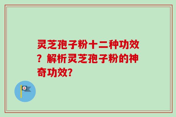 灵芝孢子粉十二种功效？解析灵芝孢子粉的神奇功效？
