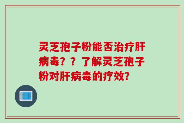 灵芝孢子粉能否治疗肝病毒？？了解灵芝孢子粉对肝病毒的疗效？