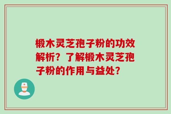 椴木灵芝孢子粉的功效解析？了解椴木灵芝孢子粉的作用与益处？