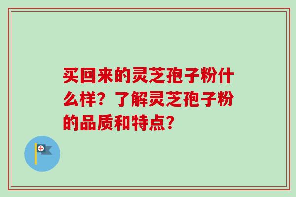 买回来的灵芝孢子粉什么样？了解灵芝孢子粉的品质和特点？