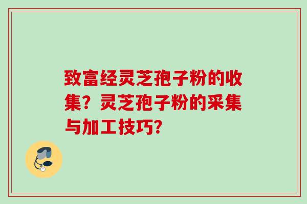 致富经灵芝孢子粉的收集？灵芝孢子粉的采集与加工技巧？