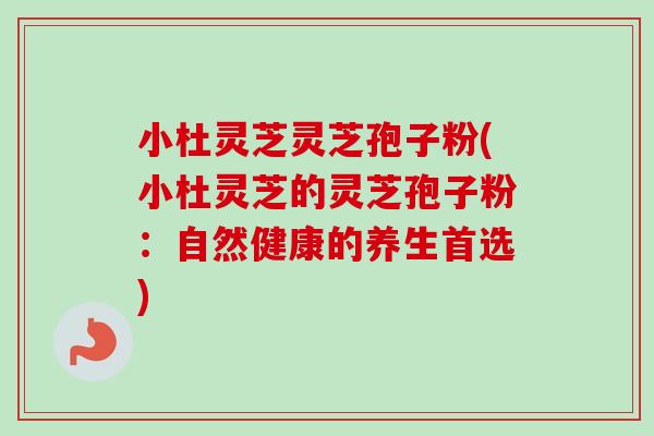 小杜灵芝灵芝孢子粉(小杜灵芝的灵芝孢子粉：自然健康的养生首选)
