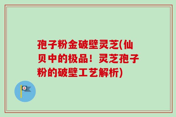 孢子粉金破壁灵芝(仙贝中的极品！灵芝孢子粉的破壁工艺解析)