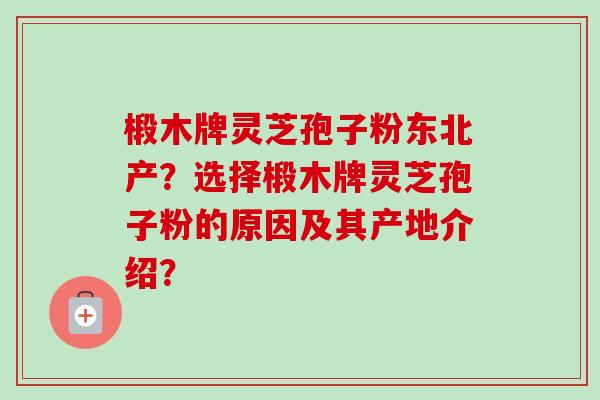 椴木牌灵芝孢子粉东北产？选择椴木牌灵芝孢子粉的原因及其产地介绍？