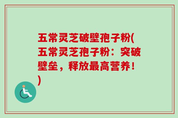 五常灵芝破壁孢子粉(五常灵芝孢子粉：突破壁垒，释放最高营养！)
