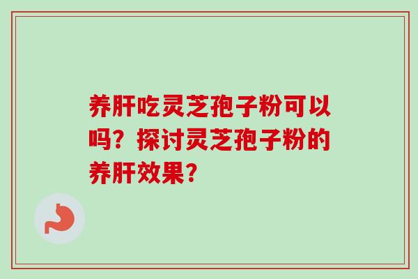 养肝吃灵芝孢子粉可以吗？探讨灵芝孢子粉的养肝效果？