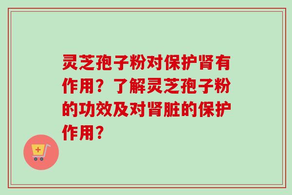 灵芝孢子粉对保护肾有作用？了解灵芝孢子粉的功效及对肾脏的保护作用？