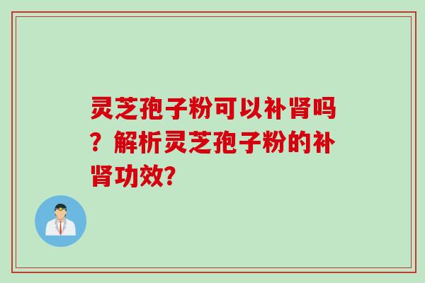 灵芝孢子粉可以补肾吗？解析灵芝孢子粉的补肾功效？
