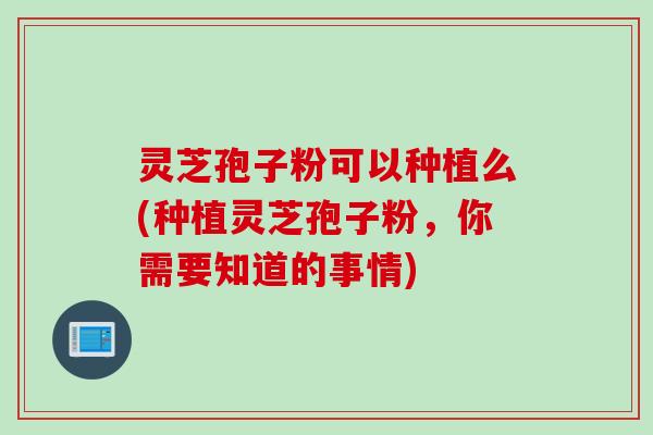灵芝孢子粉可以种植么(种植灵芝孢子粉,你需要知道的事情) 灵芝孢子粉可以种植么(种植灵芝孢子粉,你需要知道的事情)