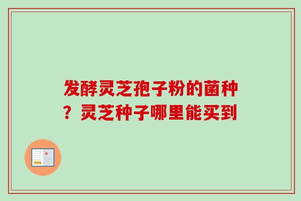发酵灵芝孢子粉的菌种？灵芝种子哪里能买到