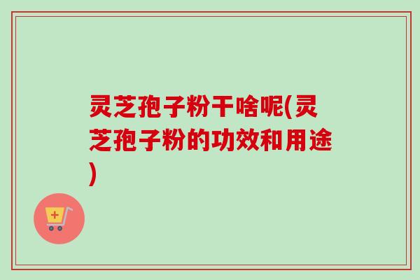 灵芝孢子粉干啥呢(灵芝孢子粉的功效和用途)