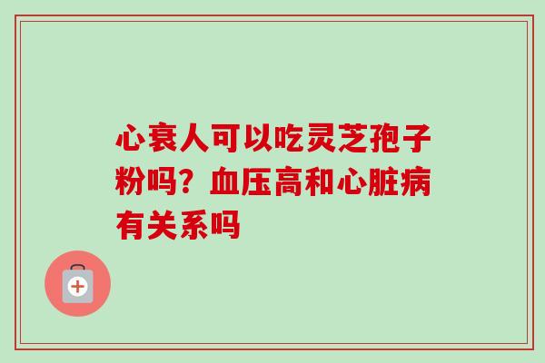 心衰人可以吃灵芝孢子粉吗？血压高和心脏病有关系吗