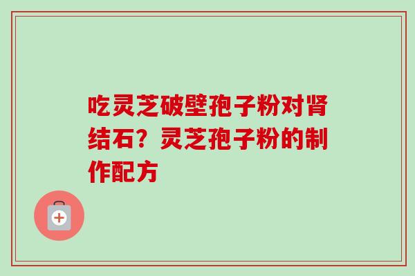 吃灵芝破壁孢子粉对肾结石？灵芝孢子粉的制作配方