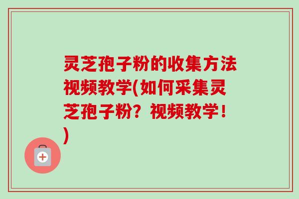 灵芝孢子粉的收集方法视频教学(如何采集灵芝孢子粉?视频教学!) 灵芝孢子粉的收集方法视频教学(如何采集灵芝孢子粉?视频教学!)