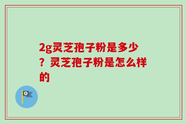 2g灵芝孢子粉是多少？灵芝孢子粉是怎么样的