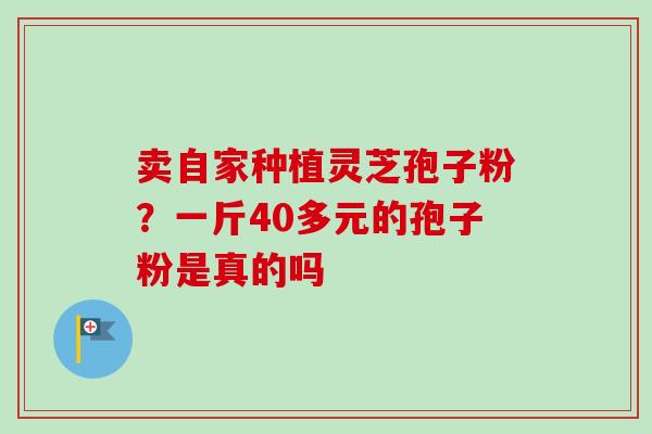 卖自家种植灵芝孢子粉？一斤40多元的孢子粉是真的吗