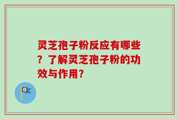 灵芝孢子粉反应有哪些？了解灵芝孢子粉的功效与作用？