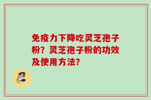 免疫力下降吃灵芝孢子粉？灵芝孢子粉的功效及使用方法？