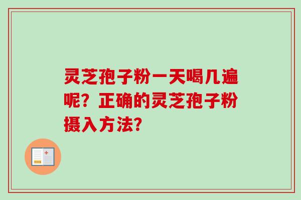 灵芝孢子粉一天喝几遍呢？正确的灵芝孢子粉摄入方法？