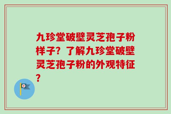 九珍堂破壁灵芝孢子粉样子？了解九珍堂破壁灵芝孢子粉的外观特征？