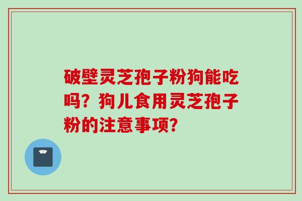 破壁灵芝孢子粉狗能吃吗？狗儿食用灵芝孢子粉的注意事项？