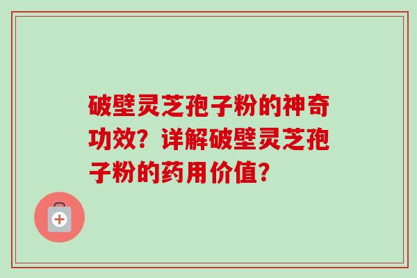 破壁灵芝孢子粉的神奇功效？详解破壁灵芝孢子粉的药用价值？