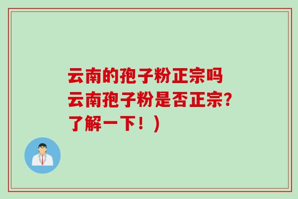 云南的孢子粉正宗吗 云南孢子粉是否正宗？了解一下！)