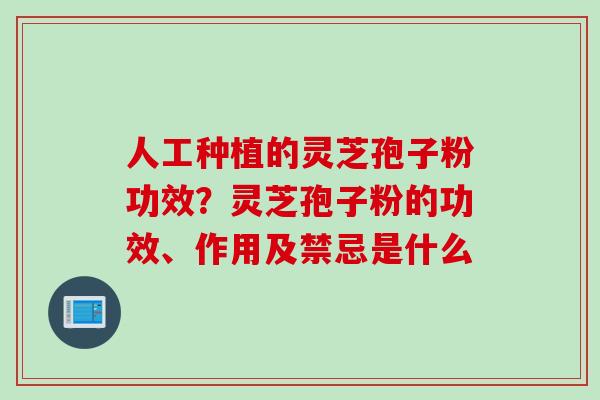 人工种植的灵芝孢子粉功效？灵芝孢子粉的功效、作用及禁忌是什么