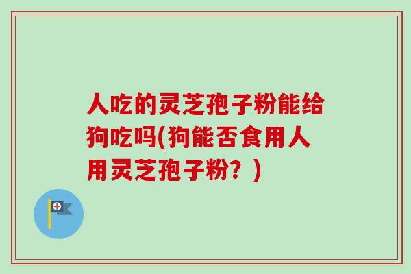 人吃的灵芝孢子粉能给狗吃吗(狗能否食用人用灵芝孢子粉？)