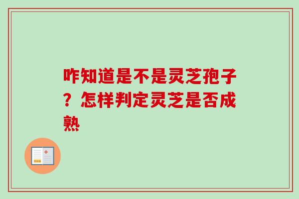 咋知道是不是灵芝孢子？怎样判定灵芝是否成熟