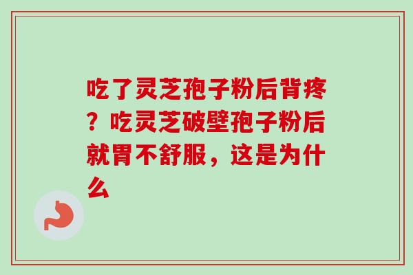 吃了灵芝孢子粉后背疼？吃灵芝破壁孢子粉后就胃不舒服，这是为什么