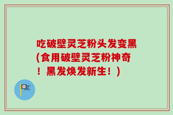 吃破壁灵芝粉头发变黑(食用破壁灵芝粉神奇!黑发焕发新生!) 吃破壁灵芝粉头发变黑(食用破壁灵芝粉神奇!黑发焕发新生!)