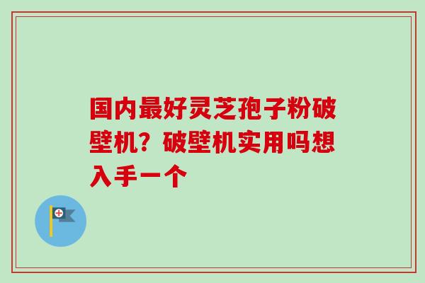国内好灵芝孢子粉破壁机?破壁机实用吗想入手一个 国内好灵芝孢子粉破壁机?破壁机实用吗想入手一个