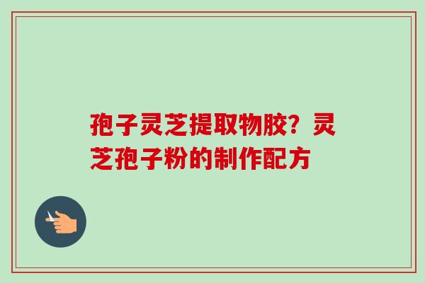 孢子灵芝提取物胶？灵芝孢子粉的制作配方