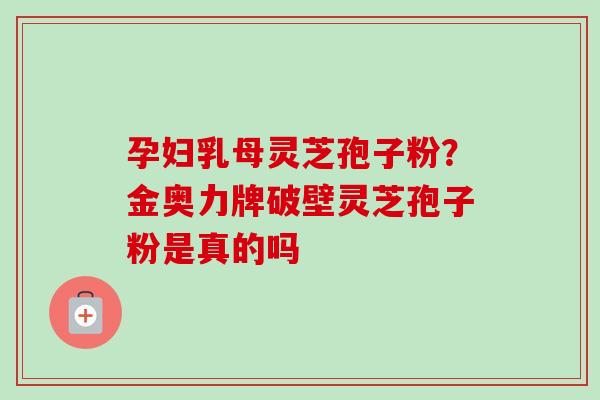孕妇乳母灵芝孢子粉？金奥力牌破壁灵芝孢子粉是真的吗