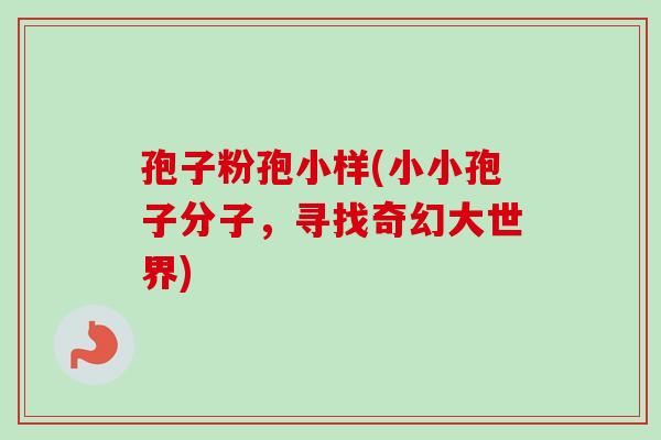 孢子粉孢小样(小小孢子分子，寻找奇幻大世界)