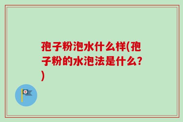 孢子粉泡水什么样(孢子粉的水泡法是什么?) 孢子粉泡水什么样(孢子粉的水泡法是什么?)