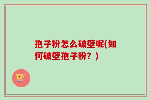 孢子粉怎么破壁呢(如何破壁孢子粉？)