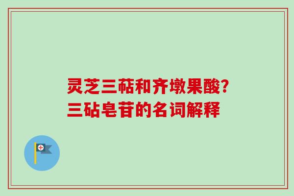 灵芝三萜和齐墩果酸？三砧皂苷的名词解释