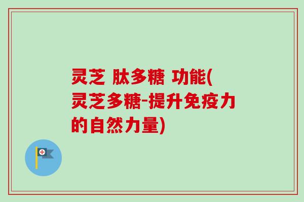 灵芝 肽多糖 功能(灵芝多糖-提升免疫力的自然力量)